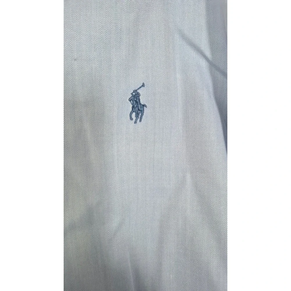 VINTAGE Y2K Polo Ralph Lauren Mens Blue Herringbone Button‎ Down Shirt Size 16